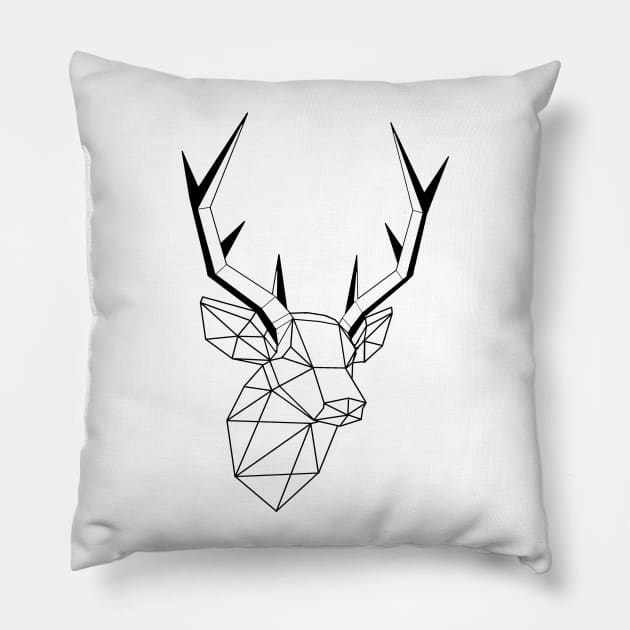 Geometric Stag Trophy Pillow by Roosiff