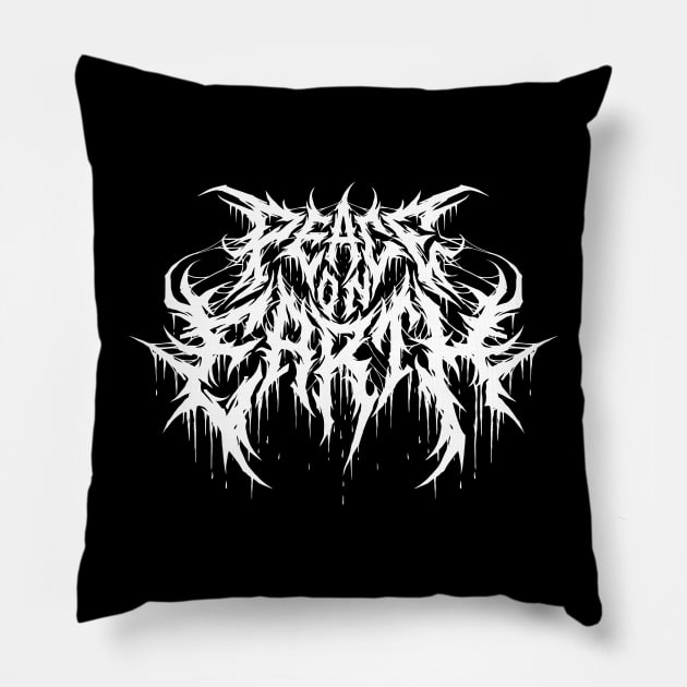 Peace on Earth death metal design Pillow by Tmontijo