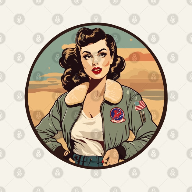 Air Force Dame Fly Girl Bomber Pin Up GIrl by di-age7