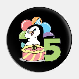 Fifth 5th Birthday Penguin Children's Birthday Pin