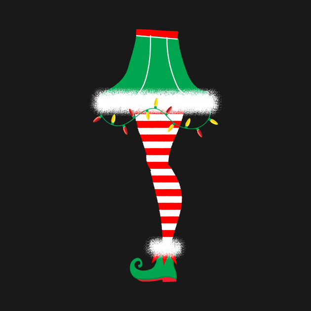 Retro Christmas Leg Lamp Elf by JDawnInk