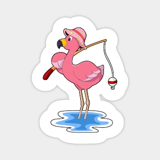 Flamingo at Fishing with Fishing rod Magnet