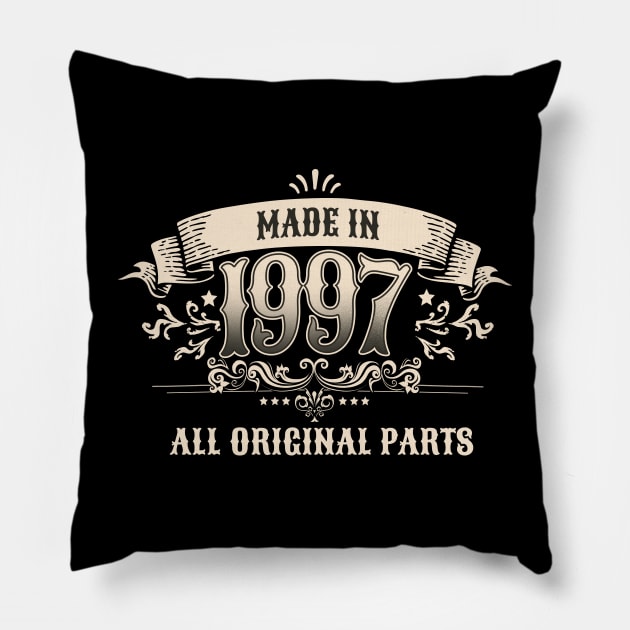 Retro Vintage Birthday Made in 1997 All Original Parts Pillow by star trek fanart and more