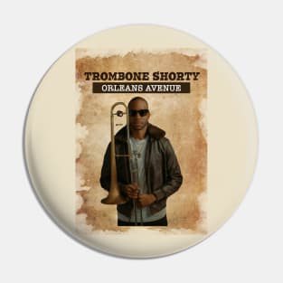 Vintage Old Paper 80s Style Trombone Shorty /// ORLEANS AVENUE Pin