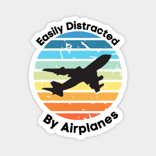 Easily Distracted by Airplanes, Gift for Airplane Lover, Aviation Shirt, Funny Pilot Shirt, Retro Vintage Plane, Aviator Shirt Birthday Gift Magnet