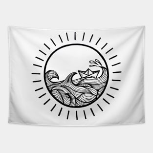 Ocean sun | Minimalist tattoo design Tapestry