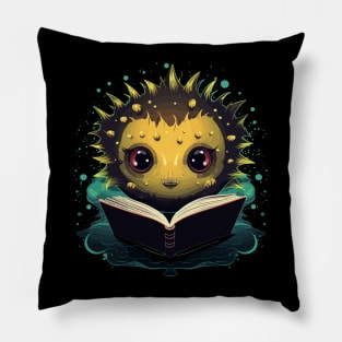 Puffer Fish Reads Book Pillow