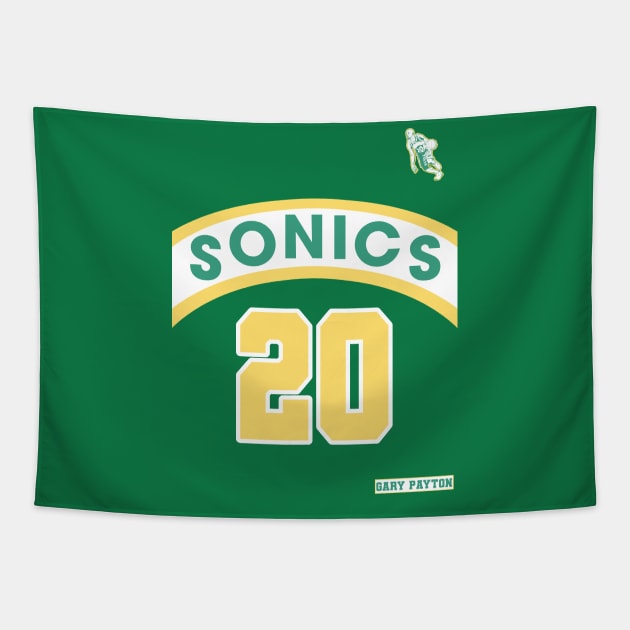 Gary Payton Retro Supersonics Jersey 90s Style Fan Art Tapestry by darklordpug