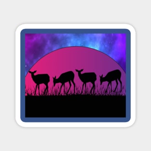 Retro Vintage Sunset Africa At Night Magnet