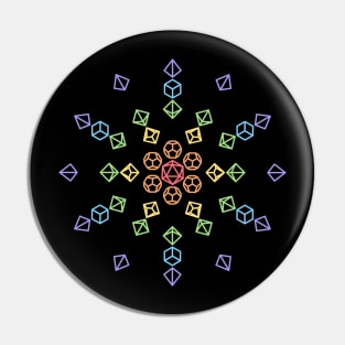 Starburst Rainbow Polyhedral Dice Pin