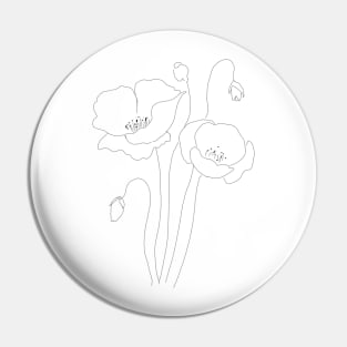 poppies line drawing 2 Pin