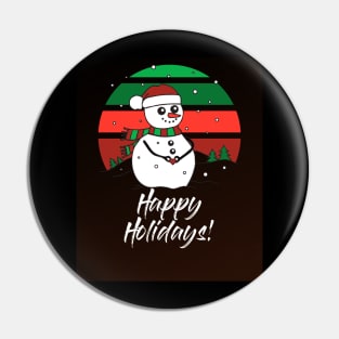 Happy Holidays SNOWMAN (sunset) Pin