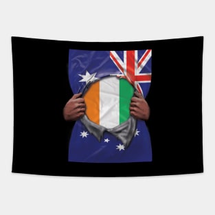 Ivory Coast Flag Australian Flag Ripped - Gift for Ivorian From Ivory Coast Tapestry