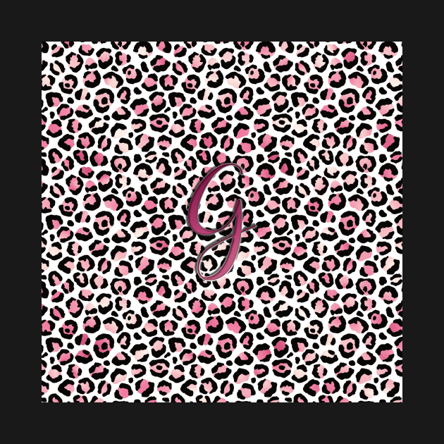 Letter G Monogram & Pink Leopard Print by kansaikate