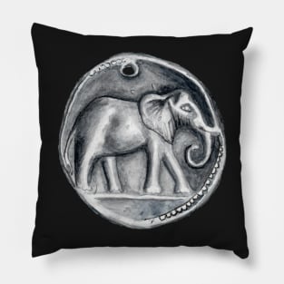 Hannibal Carthage Elephant Coin Original Watercolor Pillow