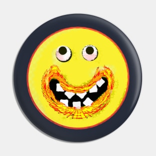 Goofy Orange Smile Emoji Pixel Smilng Face Pin