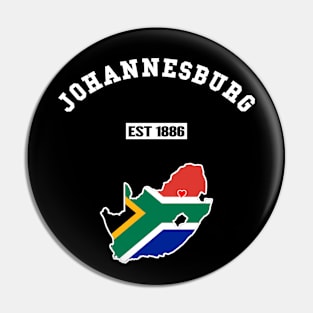 Johannesburg South Africa Strong, RSA Flag Map, 1886, City Pride Pin