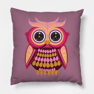 Star Eye Owl - Pink Orange Pillow