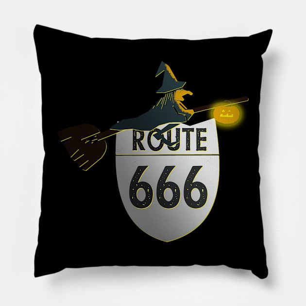 The Scenic Route for Witches - Route 666 Pillow by Luli and Liza