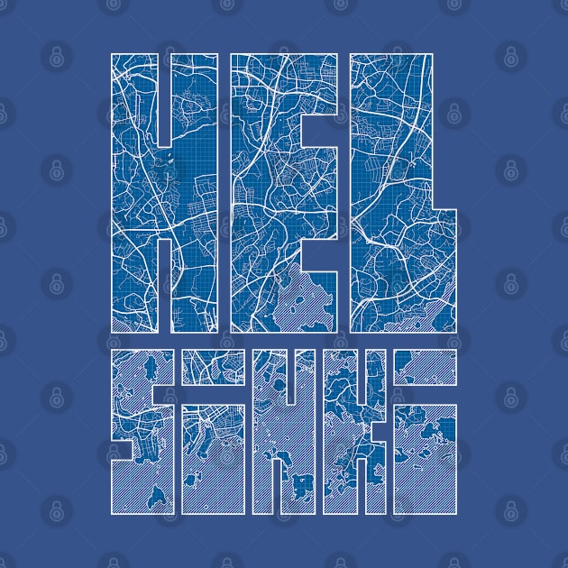 Helsinki, Finland City Map Typography - Blueprint by deMAP Studio