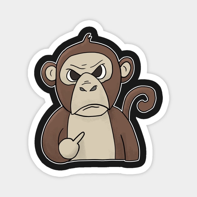 Grumpy Monkey Ape Holding Middle Finger Magnet by Mesyo