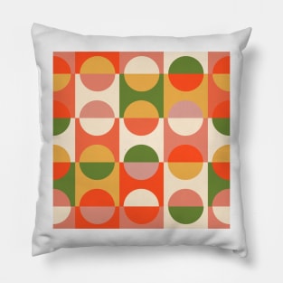 Orange, mustard and olive green mid century mod graphic pattern Pillow