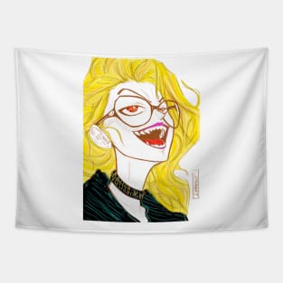 blonde vampire ecopop in artsy style of dark in city nights Tapestry