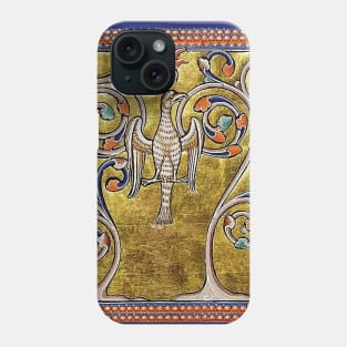 MEDIEVAL BESTIARY,PHOENIX,TREE OF LIFE ,BIRDS,DRAGONS FANTASTIC ANIMALS IN GOLD RED BLUE COLORS Phone Case