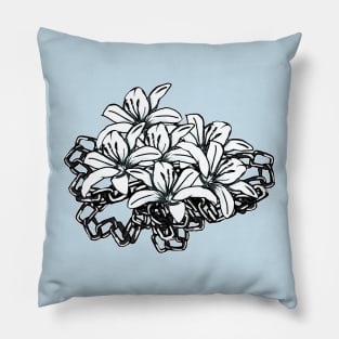 Flowers and Chains black and white Pillow