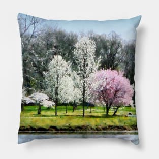 Spring - Line of Flowering Trees Pillow