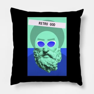 Retro God Statue Techno Party Waporwave Glitch Pillow