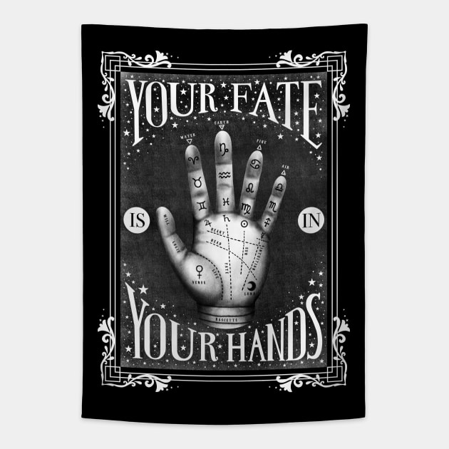 Your Fate Is In Your Hands Palmistry with Vintage Look Tapestry by The Lunar Resplendence