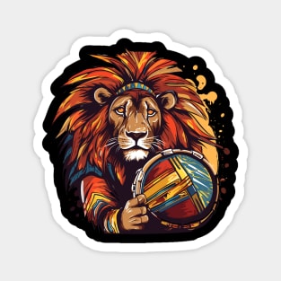 Lion playing drums Magnet