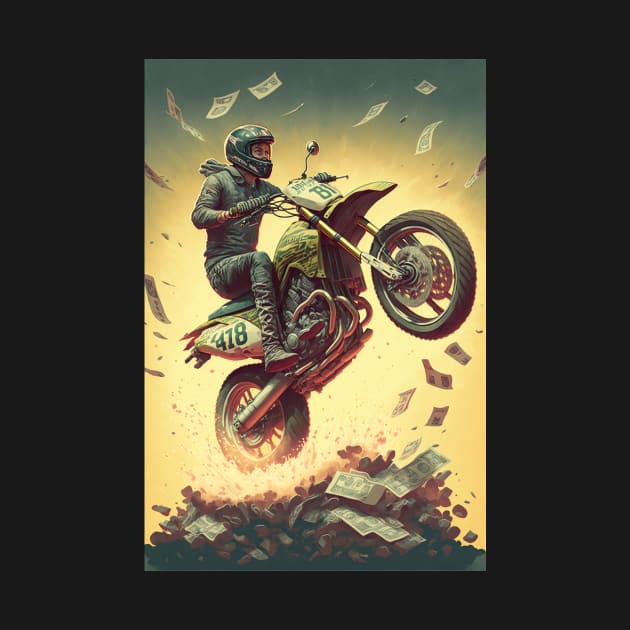 Dirt Bike Stunt Around Money by KoolArtDistrict