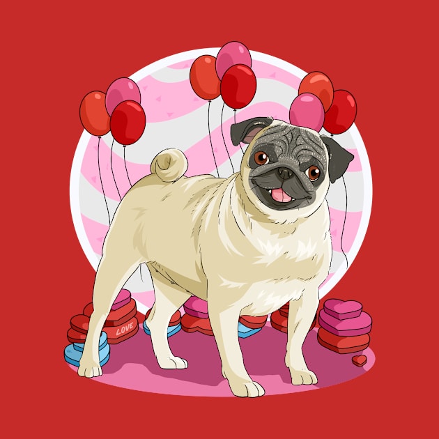 Pug Valentines Day Heart Dogs Puppy Love by Noseking