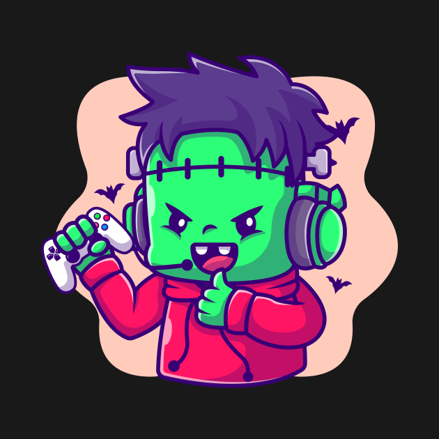 Cute Frankenstein Zombie Gaming And Thumbs Up Cartoon by Catalyst Labs