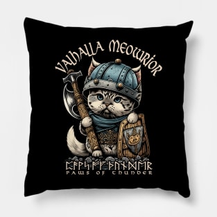 Nordic Norse Valhalla Viking Cat Warrior Pillow