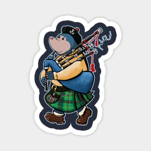 Scottish Mole Of Kintyre Marching With Bagpipes Magnet