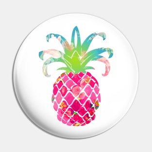 Pink pineapple and spring flowers, watercolor effects Pin