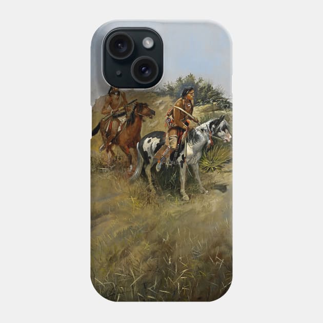 "Buffalo Hunt Approach" by Charles M Russell Phone Case by PatricianneK