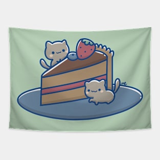 kawaii cake with kitten Tapestry