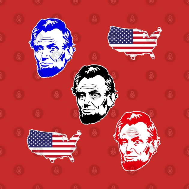 Abe Lincoln Face American Flag by Scar