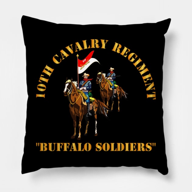 10th Cavalry Regiment w Cavalrymen - Buffalo Soldiers Pillow by twix123844