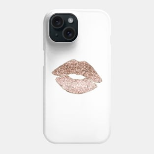 Lips - rose gold glitter Phone Case