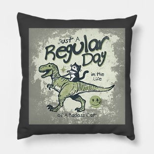 Just a regular day in the life of a Badass Cat (dinosaur) Pillow