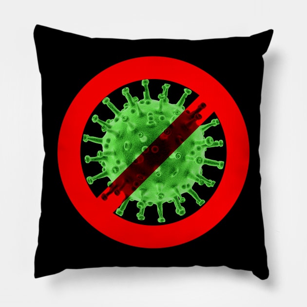 Virus free zone sign - green and nasty Pillow by All About Nerds