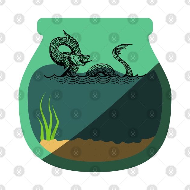 sea monster in a fishbowl by goblinbabe