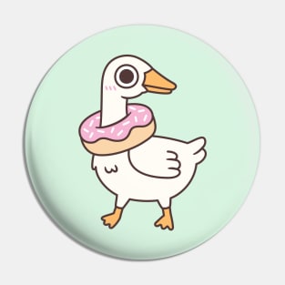 Cute Silly Goose With Donut Around Neck Pin