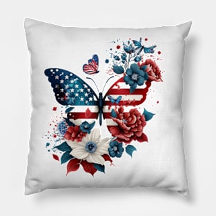 Patriotic Butterfly, 4th of July Design Pillow