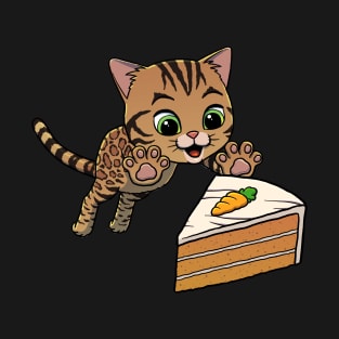 Bengal Cat excited to eat Carrot Cake T-Shirt